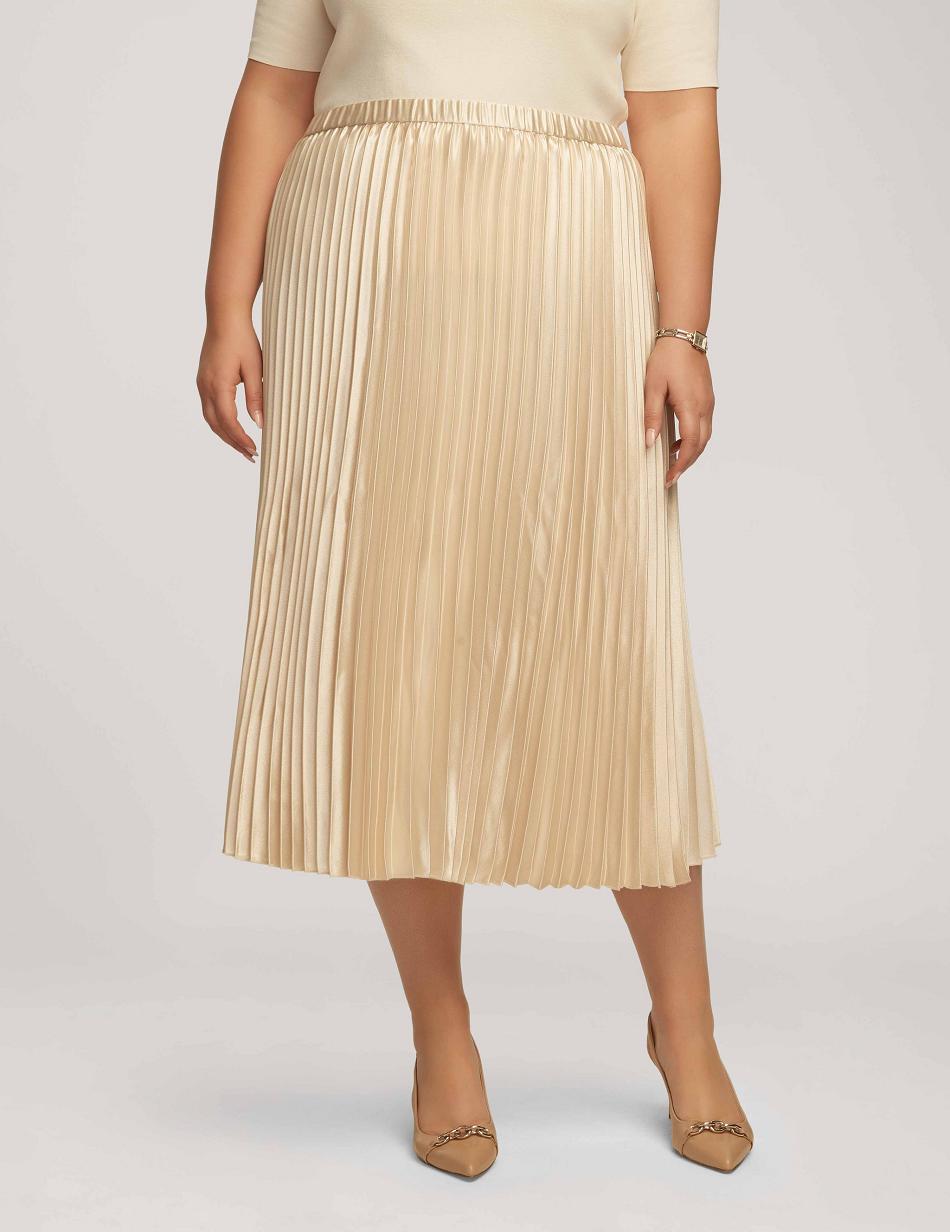 Grande Taille Anne Klein Satin Crepe Pull On Plissé Skirt   | VLD-9551886